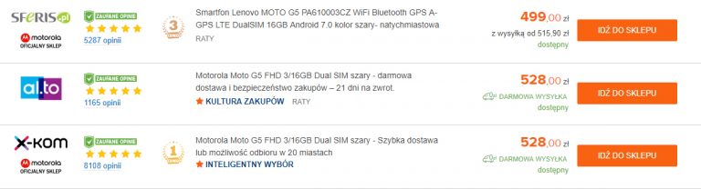 Motorola Moto G5 cena