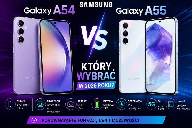 samsung galaxy A54 vs A55 porownanie 2026