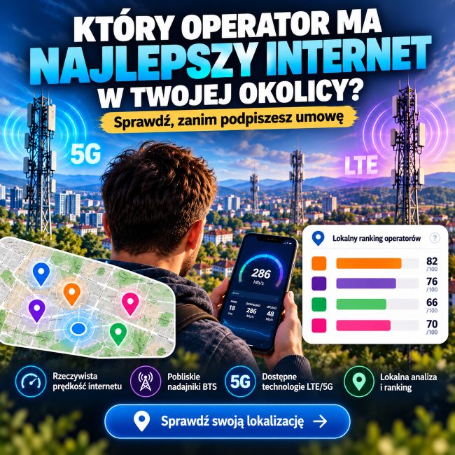 Porównanie internetu mobilnego Orange, Play, Plus i T-Mobile w konkretnej lokalizacji